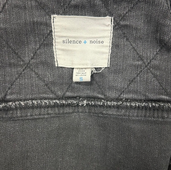 Silence + Noise OU women S moto jeans biker jacket gray wash gorpcore cropped - Picture 14 of 14
